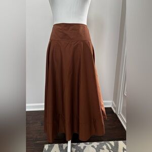 Lauren Ralph Lauren Rich Brown A-Line Maxi Skirt with side zipper